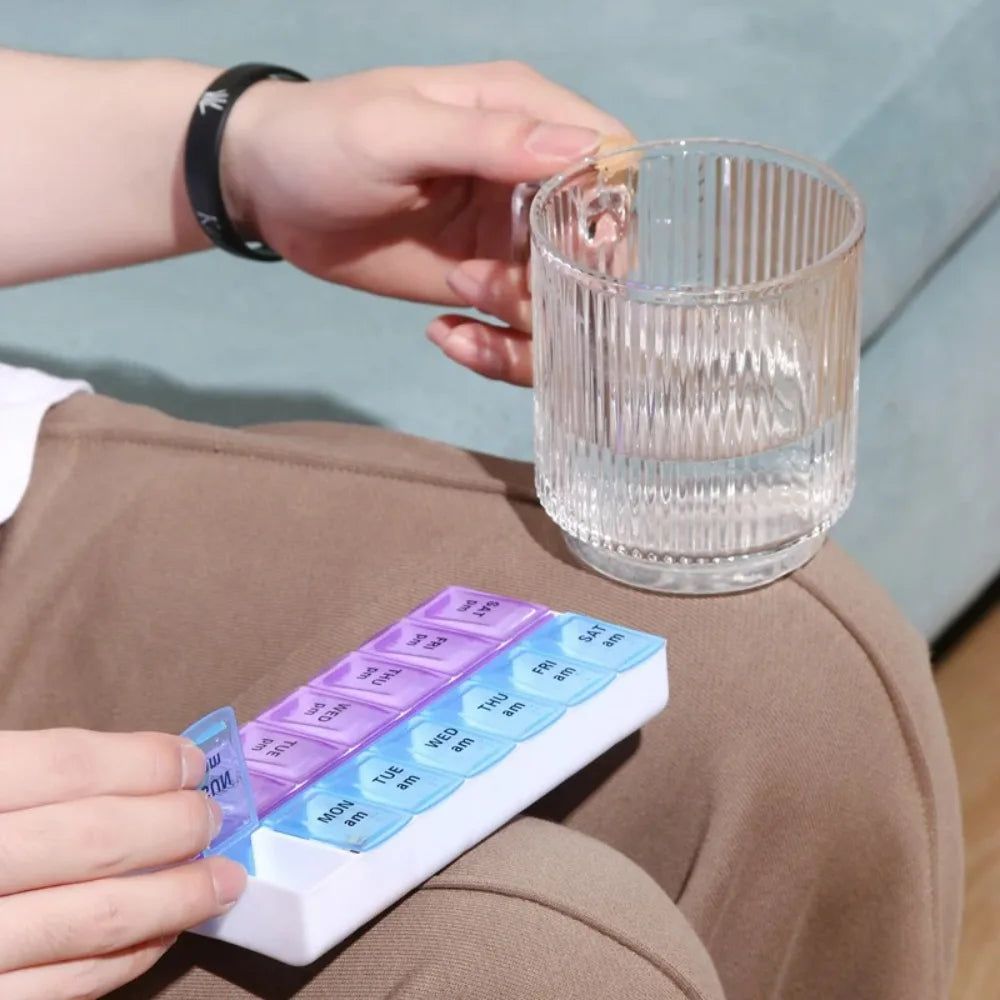 Portable Pill Box – Weekly Medicine & Vitamin Organizer