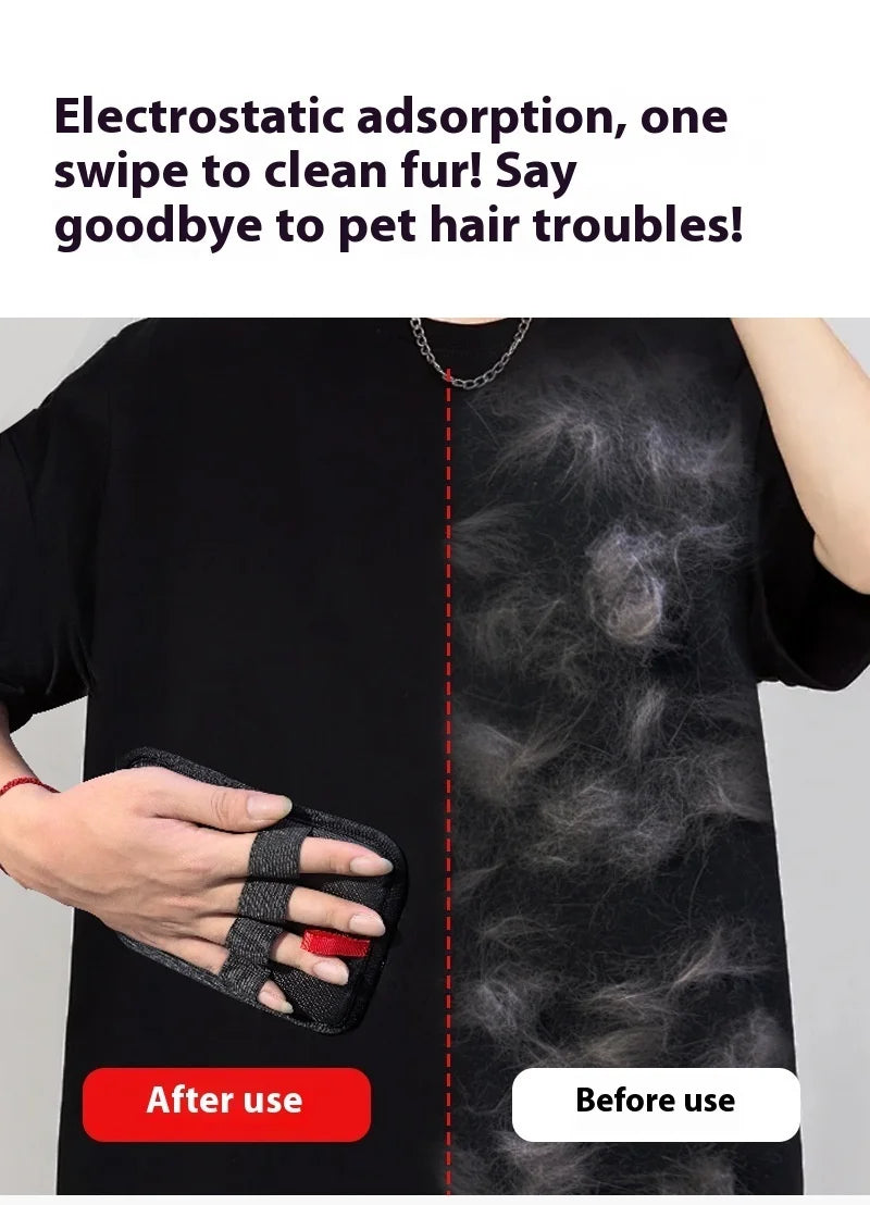 Pet Hair Removal Tool Reusable Static Removal Gloves, Double-Sided Grooming Gloves for Pets, Removes Pet Fur Hair for Carpets
