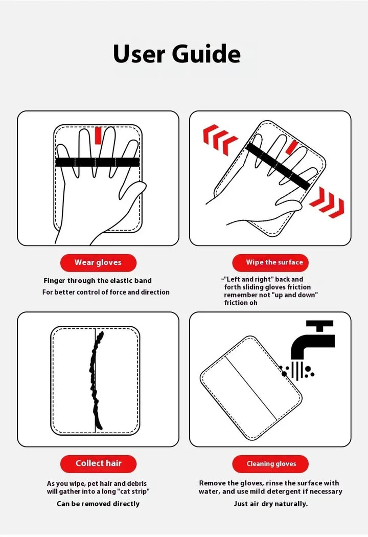 Pet Hair Removal Tool Reusable Static Removal Gloves, Double-Sided Grooming Gloves for Pets, Removes Pet Fur Hair for Carpets