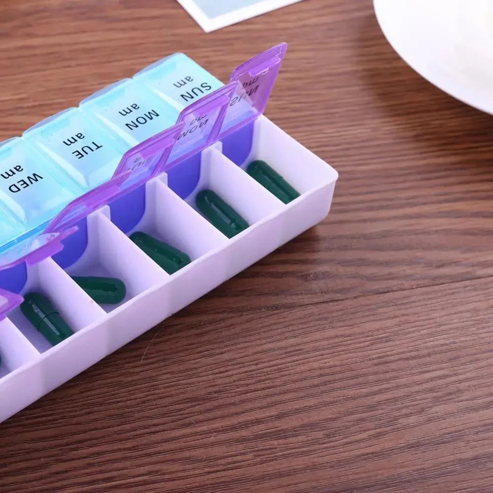 Portable Pill Box – Weekly Medicine & Vitamin Organizer
