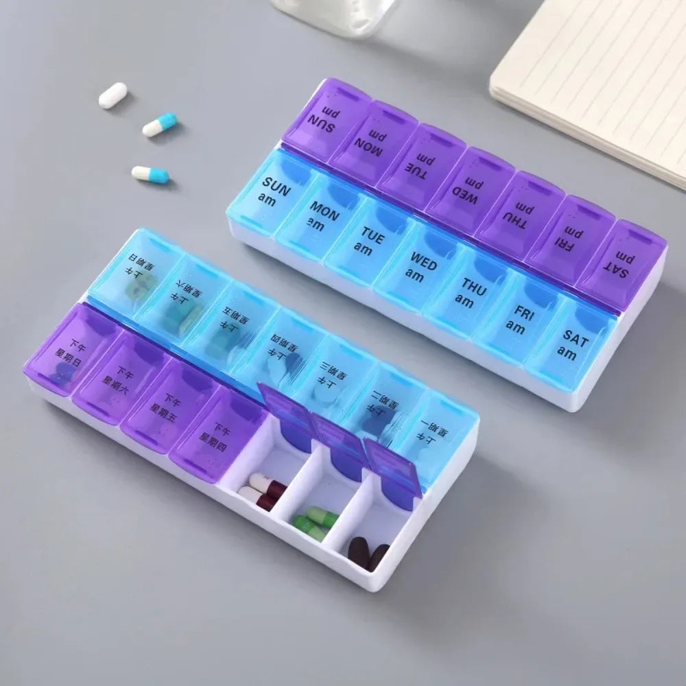 Portable Pill Box – Weekly Medicine & Vitamin Organizer