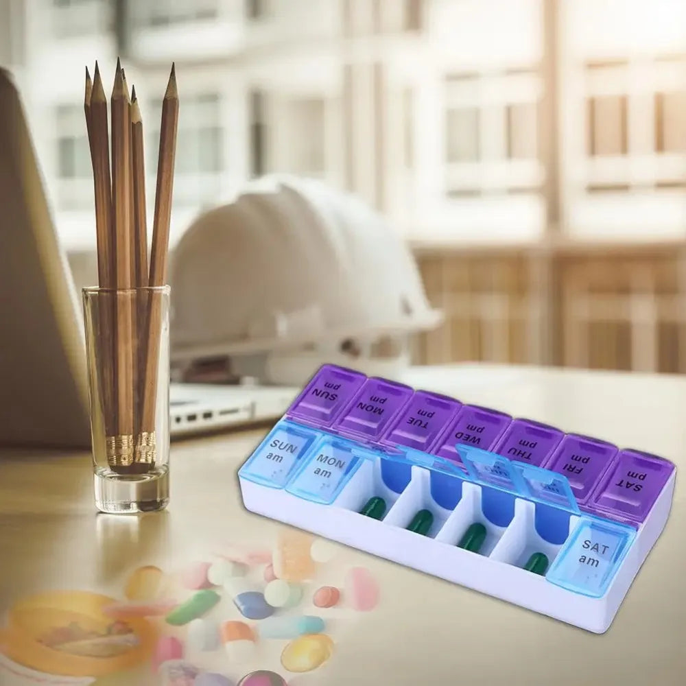 Portable Pill Box – Weekly Medicine & Vitamin Organizer