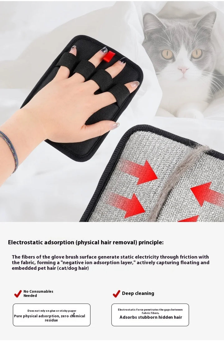 Pet Hair Removal Tool Reusable Static Removal Gloves, Double-Sided Grooming Gloves for Pets, Removes Pet Fur Hair for Carpets