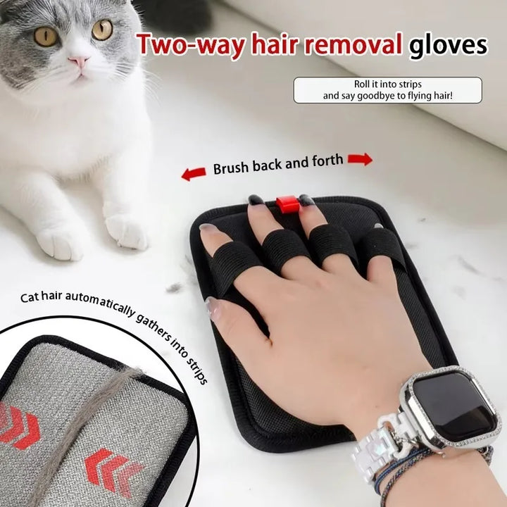 Pet Hair Removal Tool Reusable Static Removal Gloves, Double-Sided Grooming Gloves for Pets, Removes Pet Fur Hair for Carpets