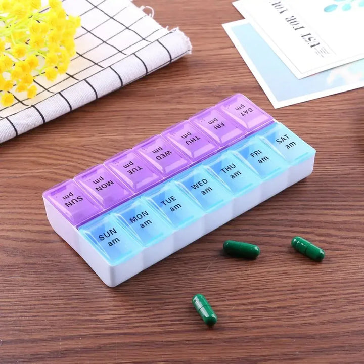 Portable Pill Box – Weekly Medicine & Vitamin Organizer